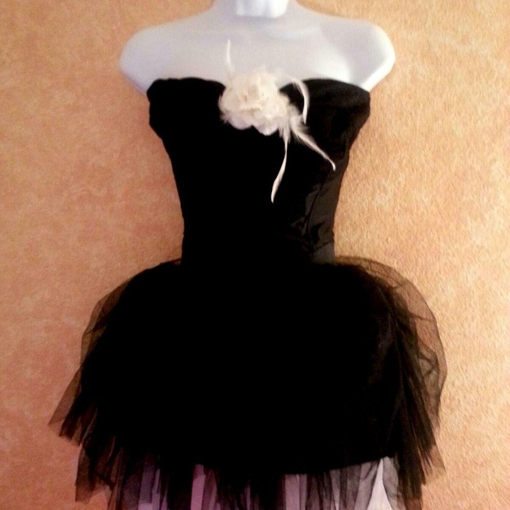 Black & White 2pc Corset Tulle Tutu Mini Dress Set